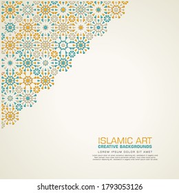 New stock Islamic design greeting card background template with ornamental colorful of mosaic. vector illustration