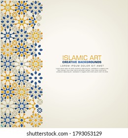 New stock Islamic design greeting card background template with ornamental colorful of mosaic. vector illustration