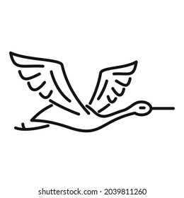 New stork icon outline vector. Fly bird. Nest crane
