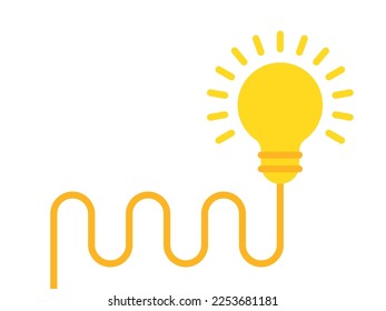 nueva idea de estrategia con icono de bombilla amarilla. caricatura plana simple tendencia moderna eficiente info logotipo diseño gráfico elemento web aislado en blanco. concepto de signo de potencia de invención o pictograma de prueba