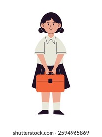 New student holding briefcase school
