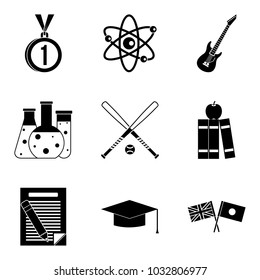 New student icons set. Simple set of 9 new student vector icons for web isolated on white background