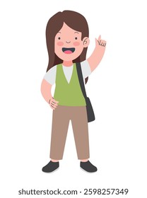 New student waving wearing backpack