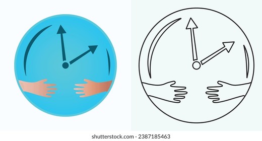  nuevo estilo Icono vectorial plano reloj analógico. Símbolo de la gestión del tiempo, cronómetro con hora, minuto y segunda flecha. Ilustración simple aislada en un fondo blanco.