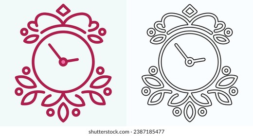  nuevo estilo Icono vectorial plano reloj analógico. Símbolo de la gestión del tiempo, cronómetro con hora, minuto y segunda flecha. Ilustración simple aislada en un fondo blanco.
