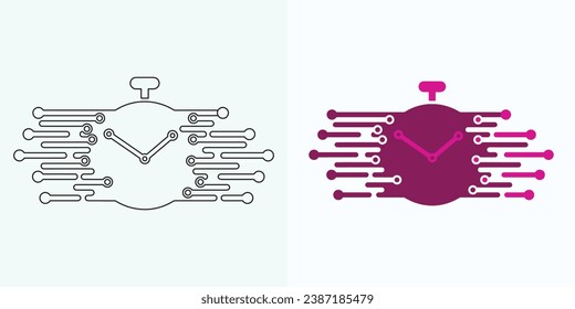  new style Analog clock flat vector icon. Symbol of time management, chronometer with hour, minute, and second arrow. Simple illustration isolated on a white background.