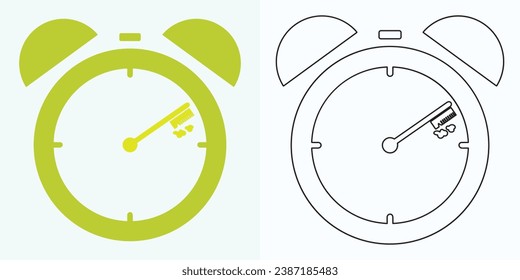  nuevo estilo Icono vectorial plano reloj analógico. Símbolo de la gestión del tiempo, cronómetro con hora, minuto y segunda flecha. Ilustración simple aislada en un fondo blanco.