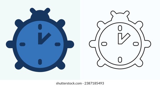  new style Analog clock flat vector icon. Symbol of time management, chronometer with hour, minute, and second arrow. Simple illustration isolated on a white background.