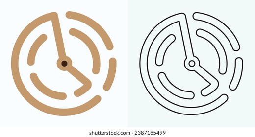  new style Analog clock flat vector icon. Symbol of time management, chronometer with hour, minute, and second arrow. Simple illustration isolated on a white background.