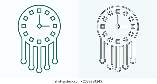 Neuer Stil Analog Uhr flach Vektorsymbol. Symbol für Zeitmanagement, Chronometer mit Stunde, Minute und zweiter Pfeil. Einfache Illustration einzeln auf weißem Hintergrund.