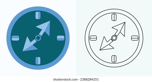 New style Analog clock flat vector icon. Symbol of time management, chronometer with hour, minute, and second arrow. Simple illustration isolated on a white background.