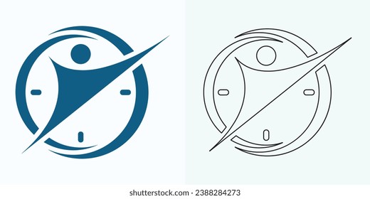 Nuevo estilo Icono vectorial plano reloj analógico. Símbolo de la gestión del tiempo, cronómetro con hora, minuto y segunda flecha. Ilustración simple aislada en un fondo blanco.