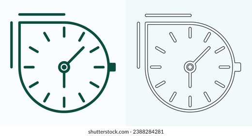 Nuevo estilo Icono vectorial plano reloj analógico. Símbolo de la gestión del tiempo, cronómetro con hora, minuto y segunda flecha. Ilustración simple aislada en un fondo blanco.