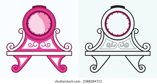 nuevo estilo Icono vectorial plano reloj analógico. Símbolo de la gestión del tiempo, cronómetro con hora, minuto y segunda flecha. Ilustración simple aislada en un fondo blanco.