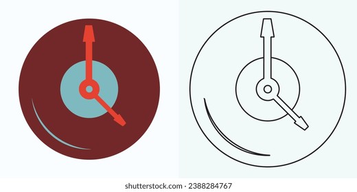 new style Analog clock flat vector icon. Symbol of time management, chronometer with hour, minute, and second arrow. Simple illustration isolated on a white background.