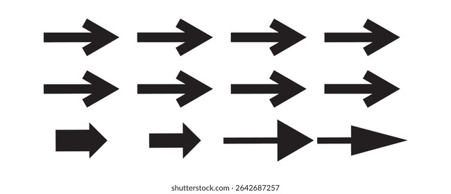 A New style big black arrow set icons. street forward direction arrow signs and cursor design. next play symbols set. right left and up down arrow kays elements. eps vector illustration digital button