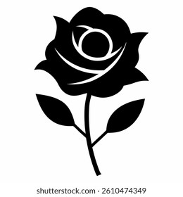 new style black rose vector icon on white background