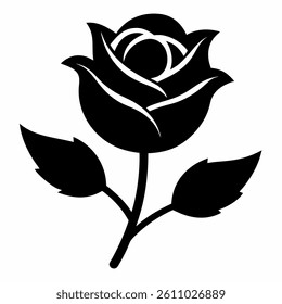 new style black rose vector icon on white background