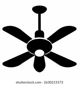 new style electronic celling fan, hanging fan silhouette vector icon on white background