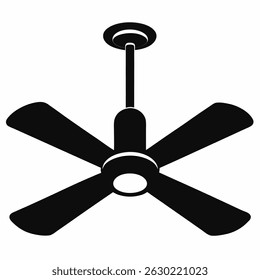 new style electronic celling fan, hanging fan silhouette vector icon on white background