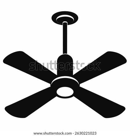 new style electronic celling fan, hanging fan silhouette vector icon on white background