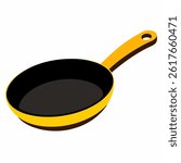 new style empty iron frying pan vector icon on white background