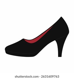 new style female, women, girl  black shoe vector icon on white background