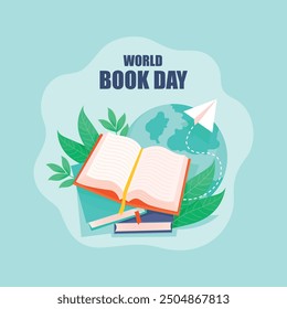 New style Flat illustration for world book day celebration, Back to school concept.