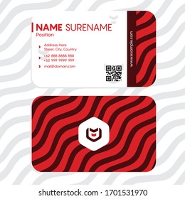 New Style Memphis Red Wavy Stripes Modern Creative Business Card Template