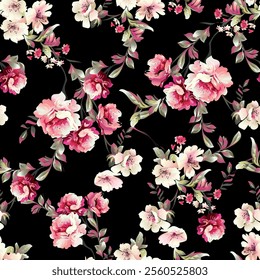 New style pink floral pattern spring pattern, floral classic seamless print design.