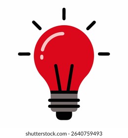 new style red color electric bulb light vector icon on white background	