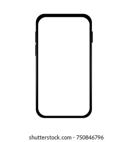 New Style Simple Black Smartphone With White Screen. EPS10 Vector