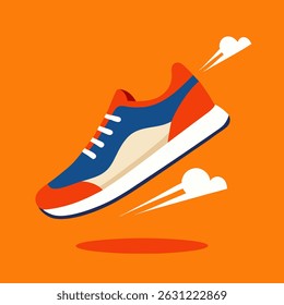 new style sneakers with flying laces shoe vector icon on white background