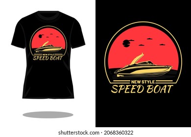 new style speed boat silhouette retro t shirt design