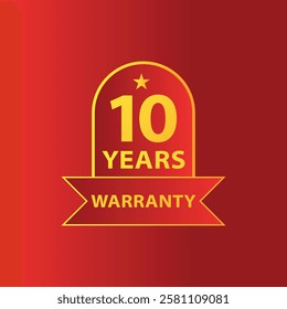 New Style Yellow Color 10 Years Warranty badge with red background 