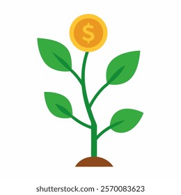 new stylish grab crafted dollar or money tree vector icon on white background