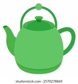 new stylish green teapot vector icon on white background