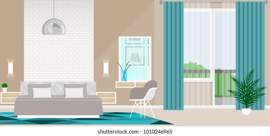 New stylish interior design bedroom with modern furniture and stylish accessories.