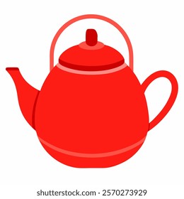 new stylish red teapot vector icon with white background