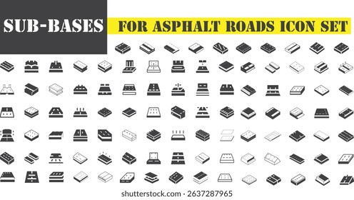 New Sub bases for asphalt roads Icon Set, Creative vector, web and print Icon Design.eps
