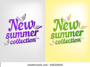 new summer collection vector label purple and green.Advertising retail banner