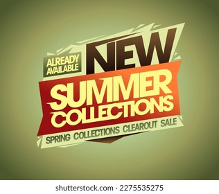 New summer collections already available, spring sale vector web banner mockup