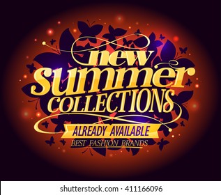 New summer collections night fashion design with butterflies and golden headline