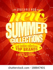 Nuevas colecciones de verano diseño vectorial, estilo retro