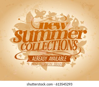New summer collections vector design, best fashion brands, vintage style ad poster concept