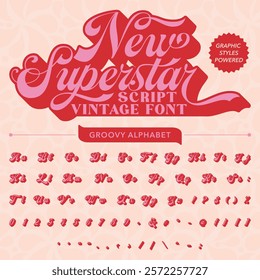 New Superstar script Retro Vintage Display bold Font alphabet