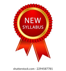 New Syllabus Red and Gold Elegant Badge Emblem Isolated Vector