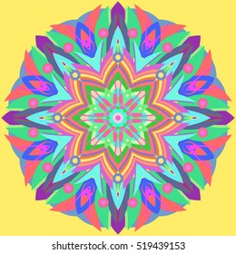 New symmetrical abstract mandala. Decorative object can be used for wallpaper, pattern fills, web pages, surface textures.