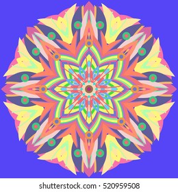 New symmetrical abstract mandala. Decorative object can be used for wallpaper, pattern fills, web pages, surface textures.