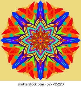 New symmetrical abstract mandala. Decorative object can be used for wallpaper, pattern fills, web pages, surface textures.